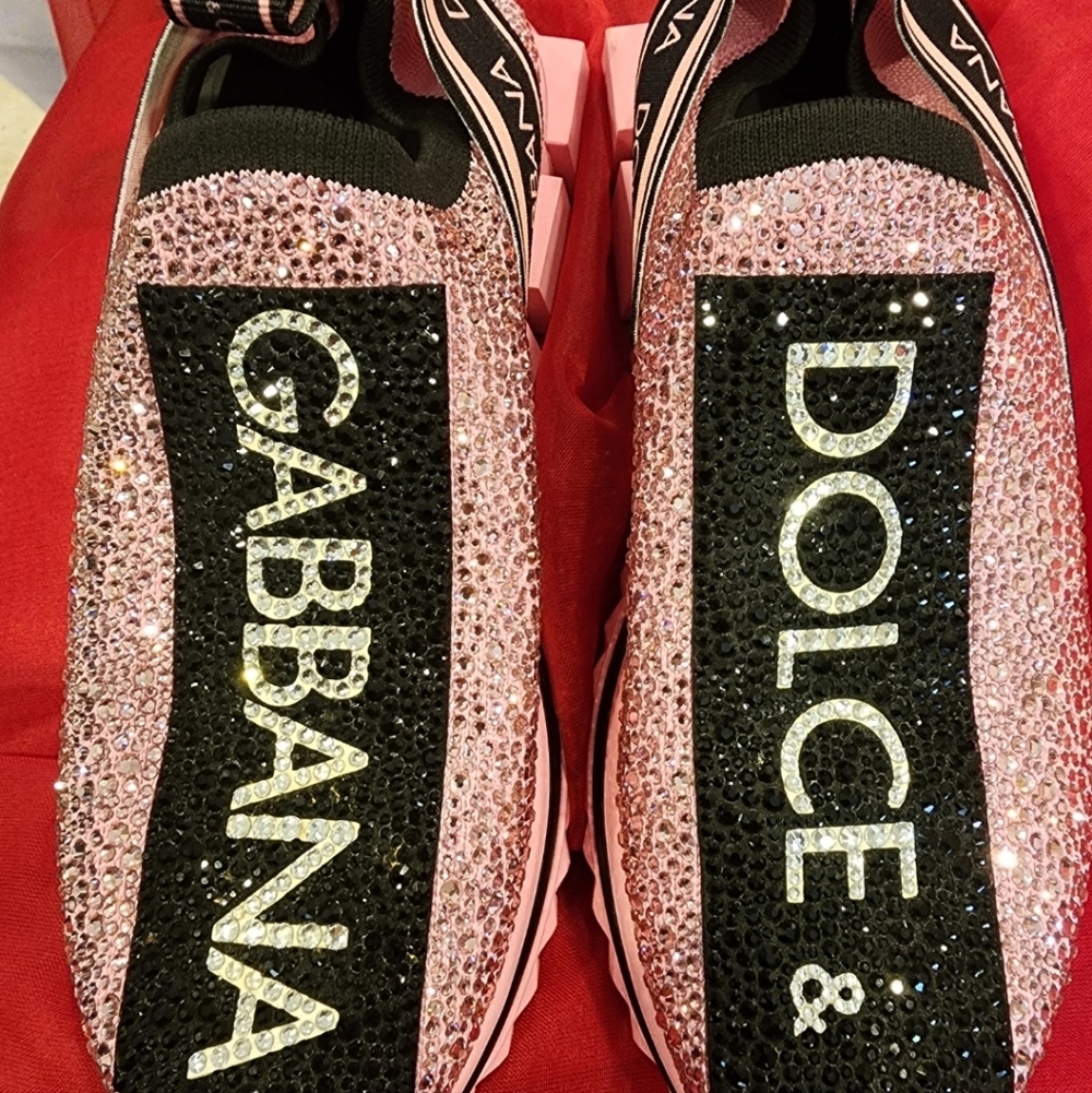 Dolce & Gabbana Glittering Pink and Black Sneakers